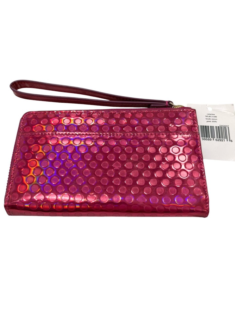 Kate Spade "Beale Street Catarina" Metallic Pink Dot-Embossed Wristlet NWT - Picture 2 of 5